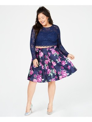 MY MICHELLE Womens Navy Knee Length Bubble Skirt 18