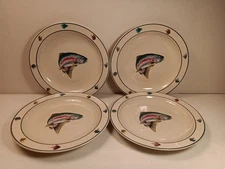  Folkcraft Rainbow Trout Set Of 4 Salad/Luncheon Plates 8 1/2" Scotty Z Cream 