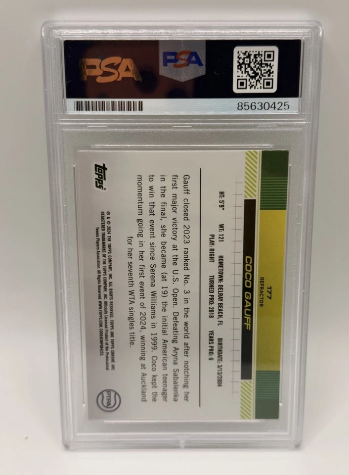 Coco Gauff Signed 2024 PTPA Topps Chrome Silver Holo Card PSA/DNA Tennis Auto - Image 2 of 2