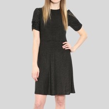 NWOT Michael Kors Womens Black Metallic Dot Ruched Sleeve Above Knee Dress 3X