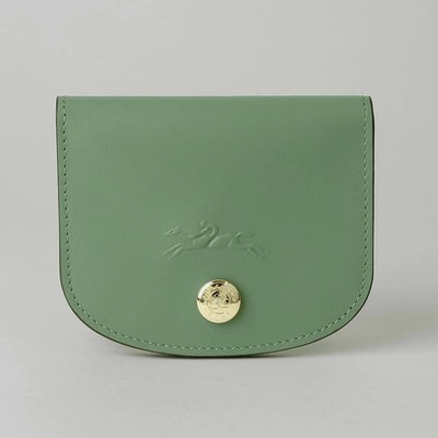 SALE LONGCHAMP Card Case Holder EPURE Embossed Horse Motif Leather OREGANO NEW