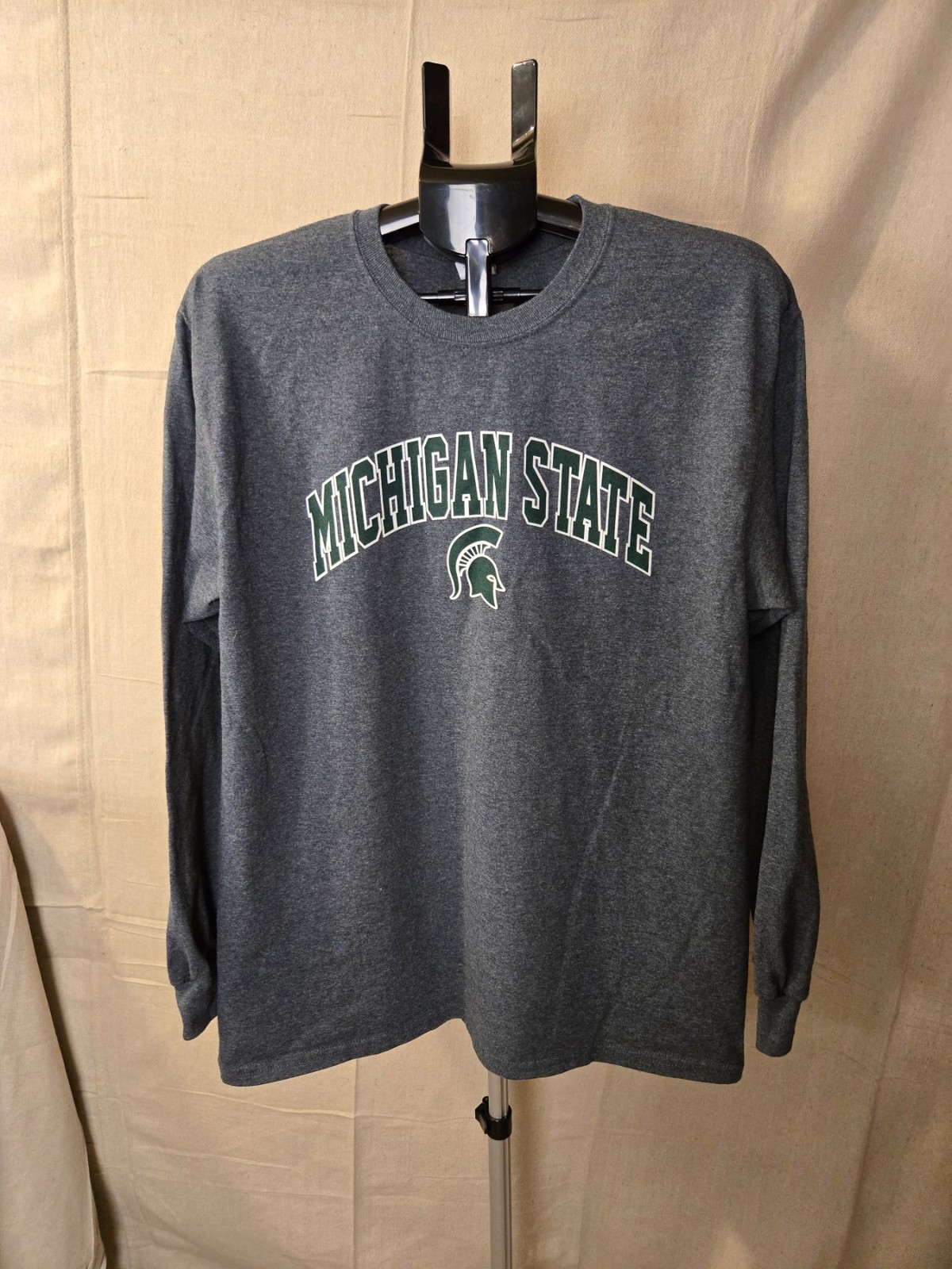 Gildan Michigan State Long Sleeve T-Shirt Men's Large Gray