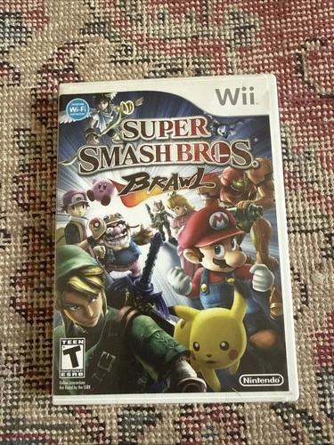 Super Mario Smash Bros Brawl Nintendo Wii CIB w/ Manual, Clean Working