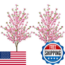Zythrem 2 Pack Cherry Blossom Tree 5Ft Faux Pink Tree Fake Cherry Blossoms Silk