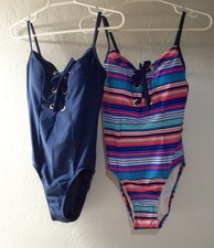2 NEW Time and Tru One Piece Swimsuits both size S 4-6 NWT