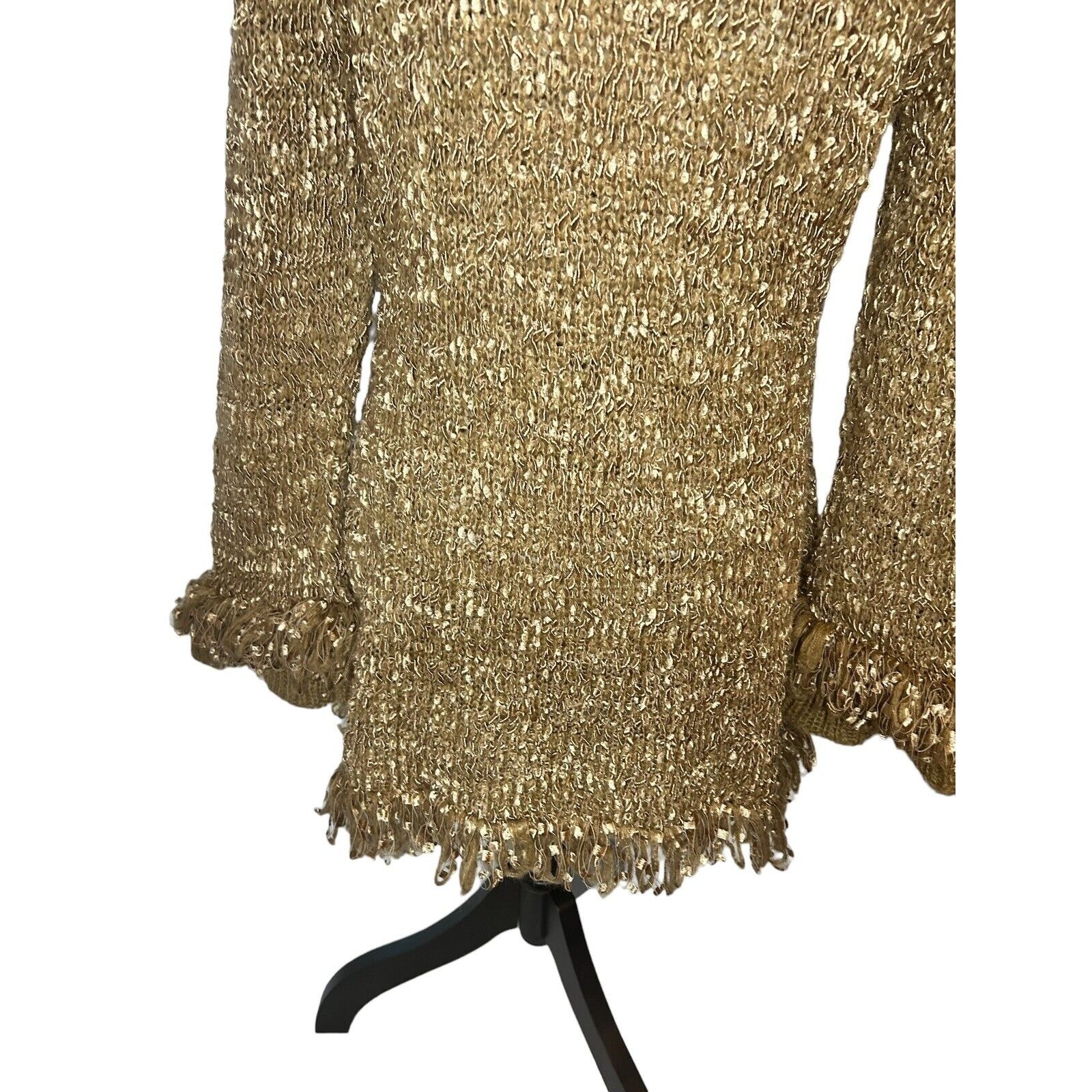 Urban Mango Women Gold Fluffy Sweater Cardigan Size M thumbnail 11