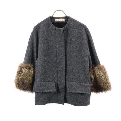 MARNI coat Nutria wool×fur size36 MARNI made in Italy Herringbone No color jacket 36 Gray Fur