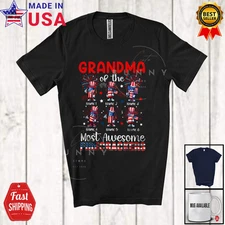 Custom Name Grandma Of Most Awesome Firecrackers; 4th Of July Fireworks T-Shirt