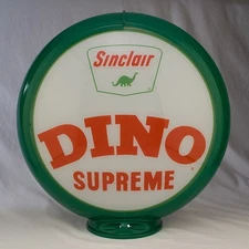 SINCLAIR DINO SUPREME - 13½" Gas Pump Globe - Glass- Plastic Body- 2 Lenses- NEW