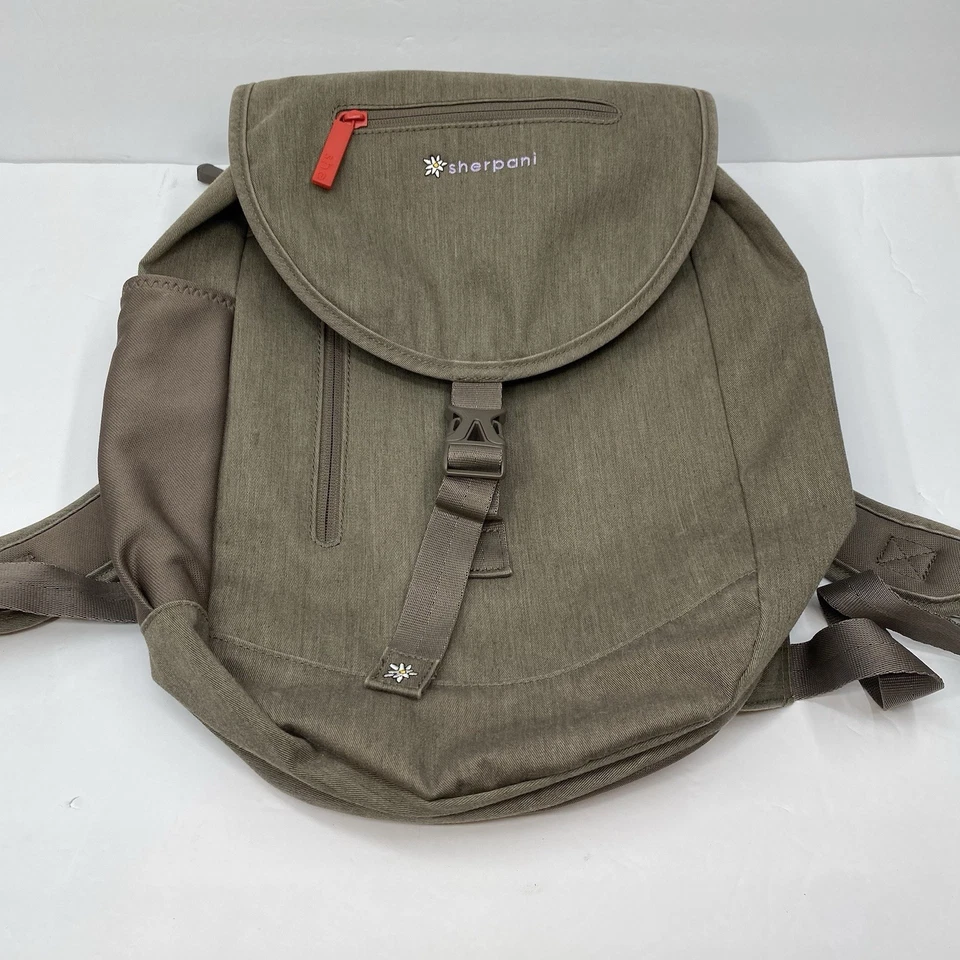 Sherpani Oli Backpack Medium Beige/Olive Drawstring Travel School Laptop Sleeve - Image 2 of 4