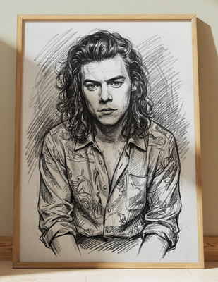 HARRY STYLES DRAWING PRINT PORTRAIT SKETCH 8''x10'' HARRY STYLES WALL ART