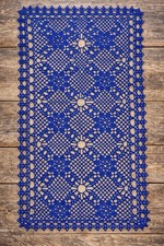 Runner da tavolo all'uncinetto blu reale, runner da tavolo, runner da tavolo all'uncinetto