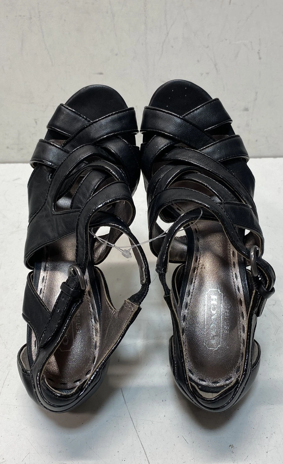 Abito Coach donna nero in pelle con spalline e tacco taglia 7