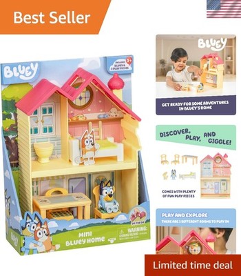 Portable Mini House Toy with 2.5'' Figure & 5 Accessories for On-The-Go Fun