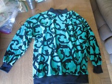 Vintage Designer Black  Green Sweater By Actif Size S in Excellent Shape