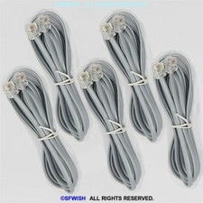 5X NEW 7ft Telephone Line Cord Cable RJ11 6P4C DSL Modem Fax Phone  FREE SHIP 