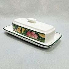 Vintage Butter Keeper Dish International Tableworks Stoneware Japan White Floral