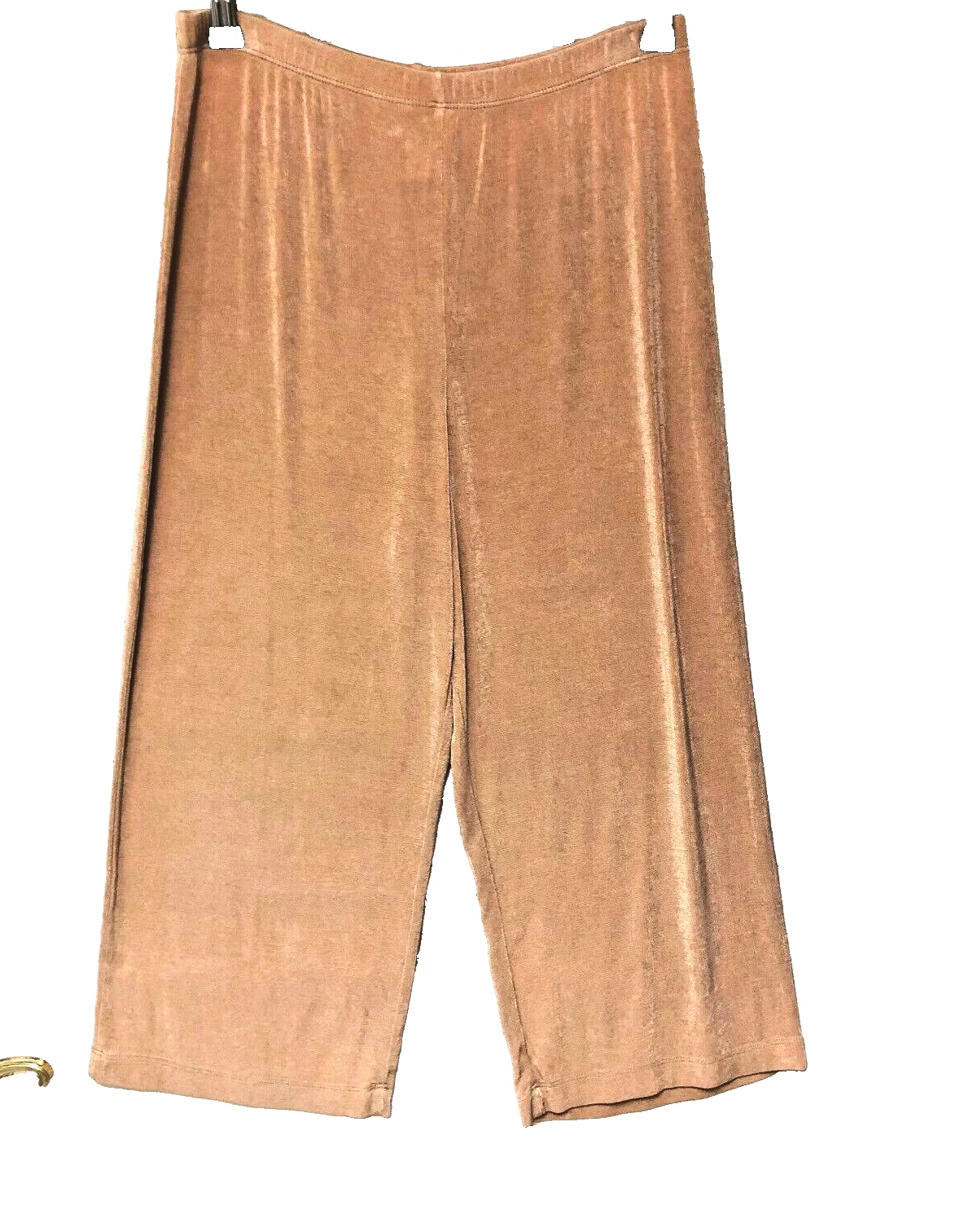 Travel Collection Tan Wide Leg Knit Capris Pants Womens M No Wrinkle Casual
