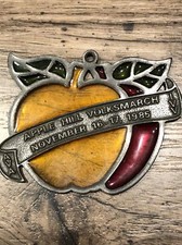 Vtg 1985 Apple Hill Walk Ornament IVV AVA Volkssport Stained Glass Volksmarch