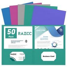 Two Pocket Folders, RAZCC 50 Pack 2 Pocket Folders Fit Letter Size Paper, Pap...