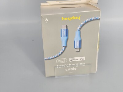 6' Lightning to USB-C Braided Cable- heyday  MFI- certified Blue *OPEN BOX*