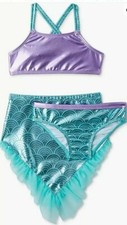 Little Girls 3pc. Mermaid Bikini Bathing Suit Skirt Set 3T Wonder Nation NEW 