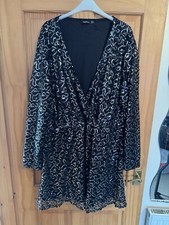 Boohoo Black And Silver Sequin Dress Size 24