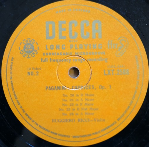 LXT 2588 Ruggiero Ricci Paganini Caprices Opus 1 Decca ED1 O/G - Picture 3 of 5