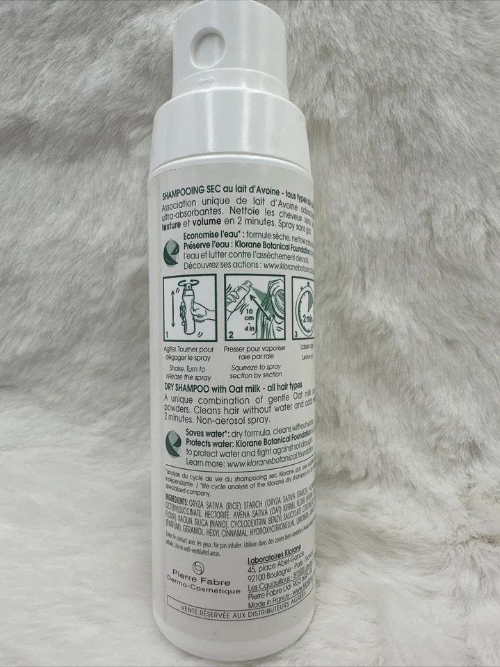 Champú seco Klorane con leche de avena (ultra suave) 50 g / 1,7 oz - Nuevo Foto 2 de 4