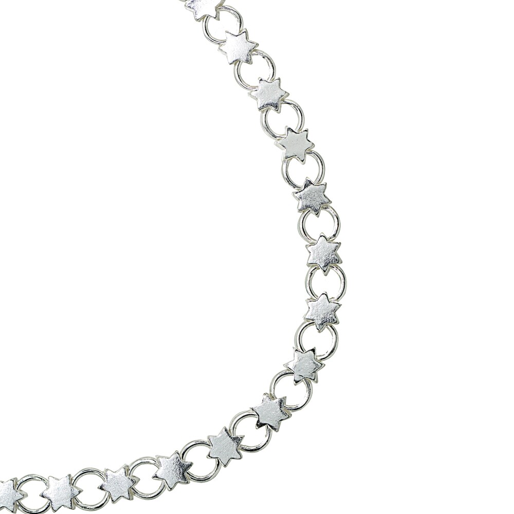 【待望の最新作】≪ADRAR≫ Circle Link Chain Bracelet (Silver Sterling Silver High Polished Star and Circle Link Chain