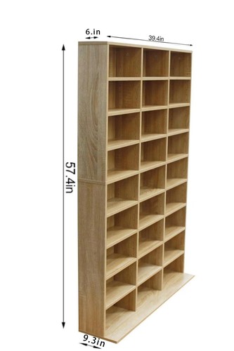 Oak Bookcase Storage Cabinet Rack Unit Tower Organizer Adjustable Wooden 837 CD - Picture 3 of 4
