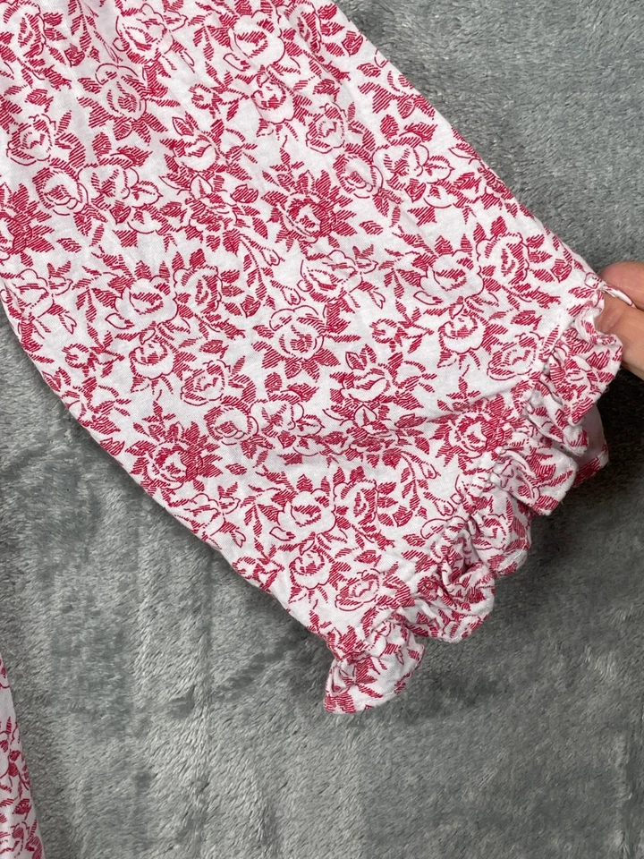Camisón Eileen West Modal Manga Larga Borde con Volantes Mediano M Rojo Floral Pijama Foto 4 de 4