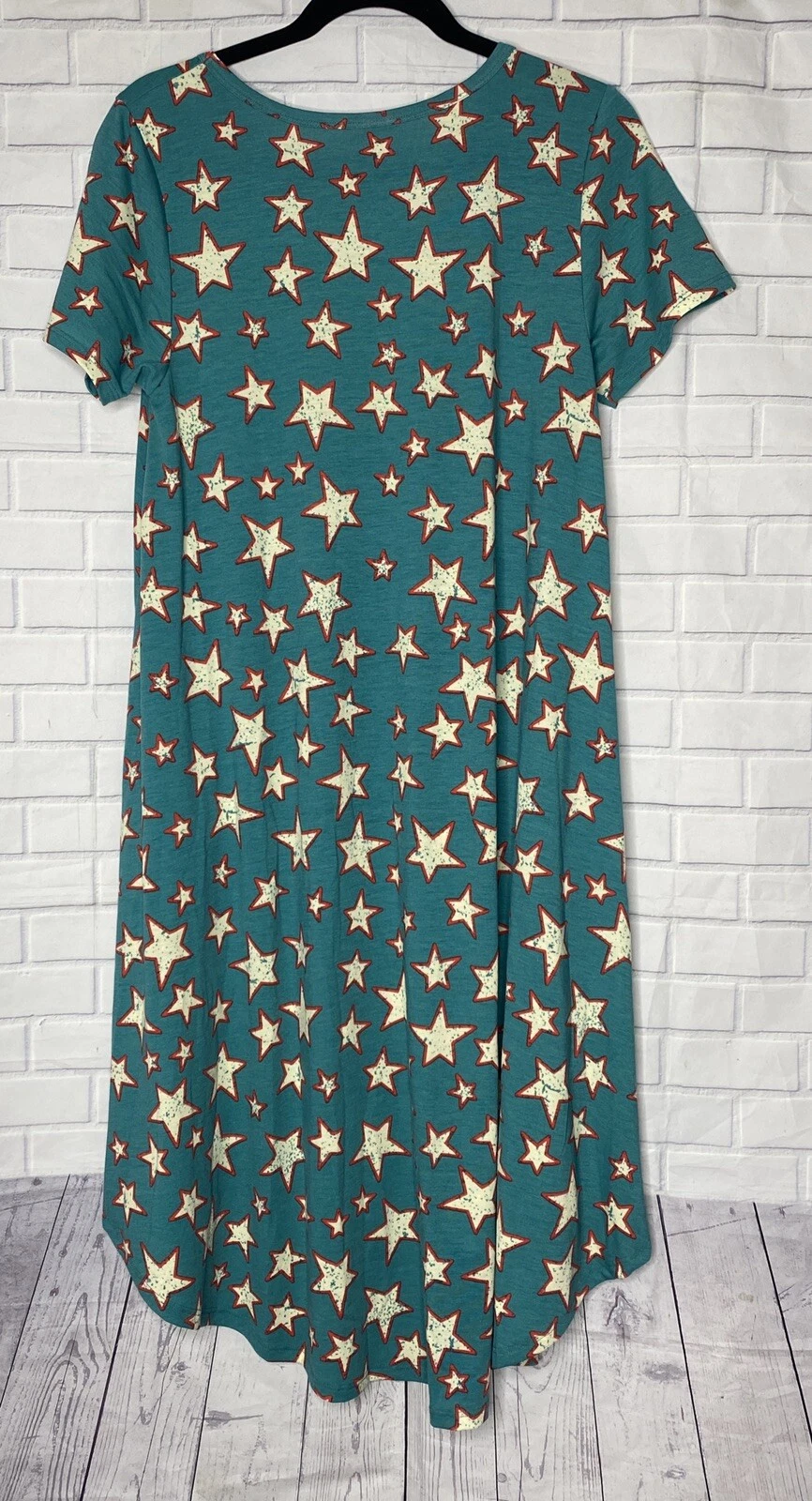 OFF WHITE Abito Lularoe Carly Taglia S Americana Teal Off White Stars