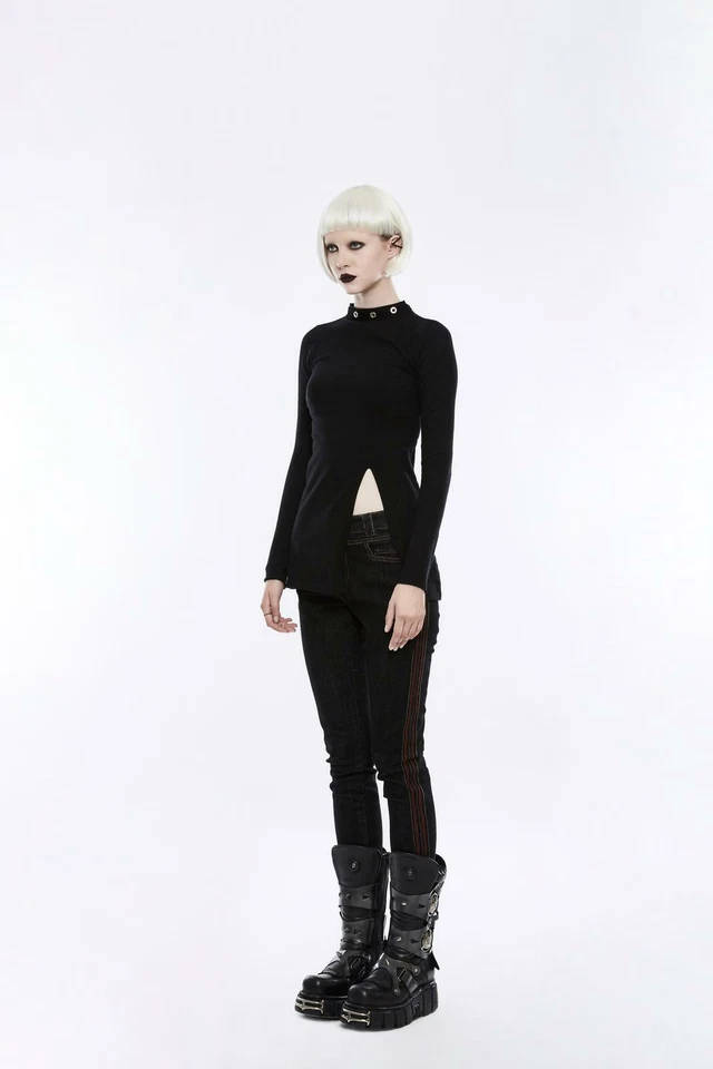 Suéter de lana Punk Rave negro Stand Color Foto 4 de 4