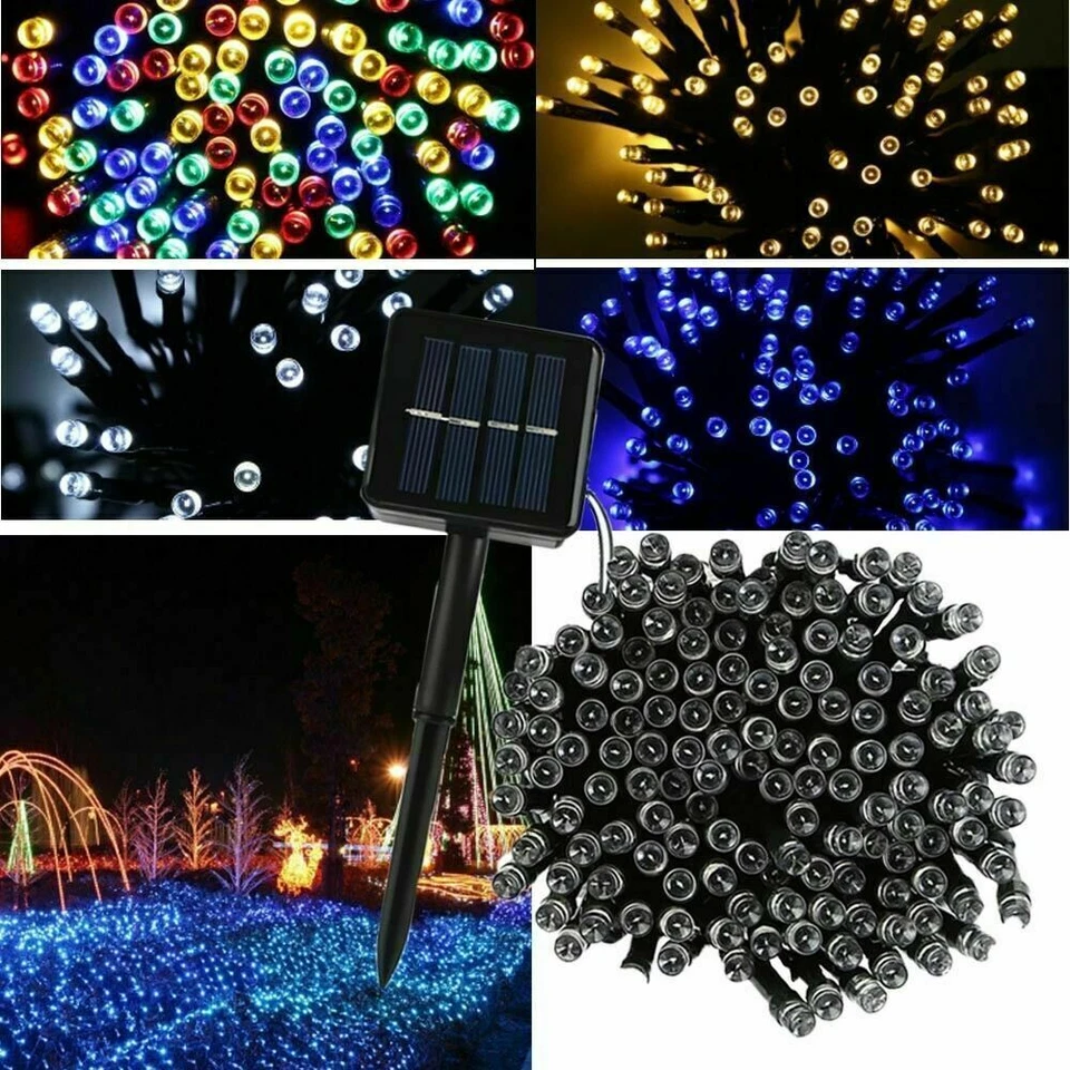 100 200 500 LED Solar String Lights Outdoor Garden Party Xmas Fairy Wedding Lamp - Image 3 of 4