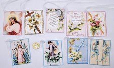 9 Easter Handmade Vintage Religious Linen Cardstock Gift Tags Journal