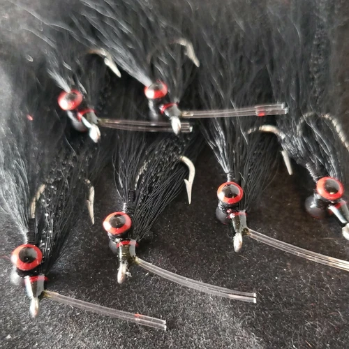FLY FISHING FLIES CLOUSER MINNOW BLACK LEECH SIZE 4 CUSTOM TIED BASS SALTWATER