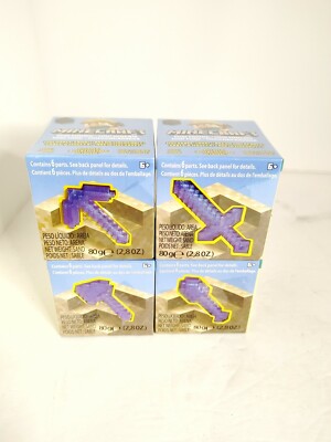 Lot of 4 Minecraft Mini Mining Blind Box - Obsidian Series Axe Sword Shovel Pick