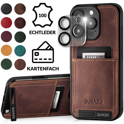 SURAZO iPhone 16 ProMax Leder Case Hülle Schutzhülle Handyhülle Lederhülle Cover