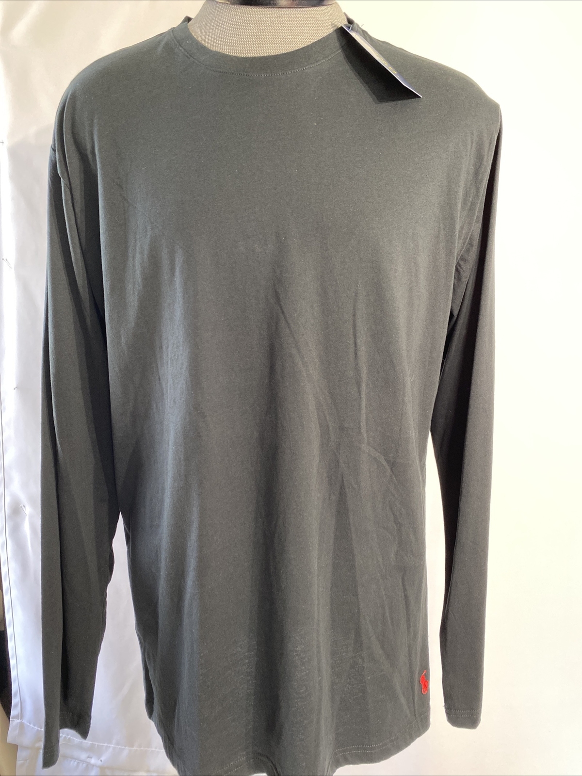 Polo Ralph Lauren da uomo taglia large nera classica a maniche lunghe rossa pony