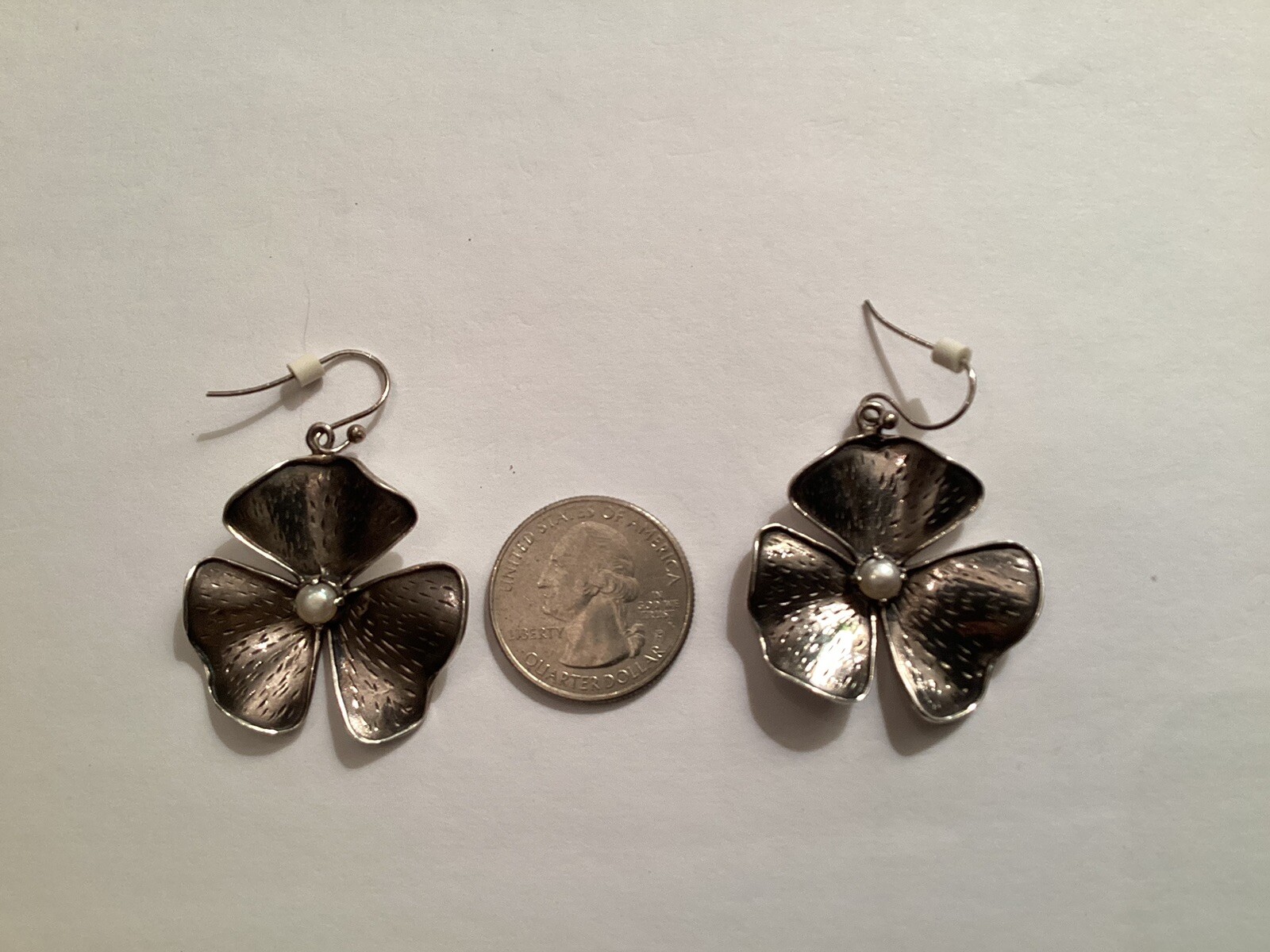 Sterling Silver 925 dangle earrings shape of 3-Le… - image 3