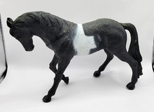 Vintage Hard Plastic Rubber Black  White Horse Marked 1395 C