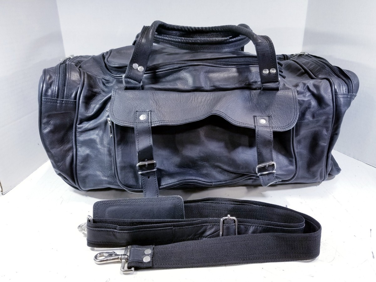 Classy Leather Bags Black Travel Duffel Bag 23