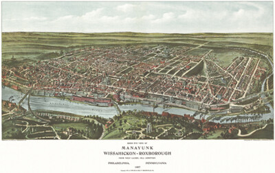 Manayunk, Philadelphia, Pennsylvania - 1907 - Aerial Bird's Eye View Map Poster
