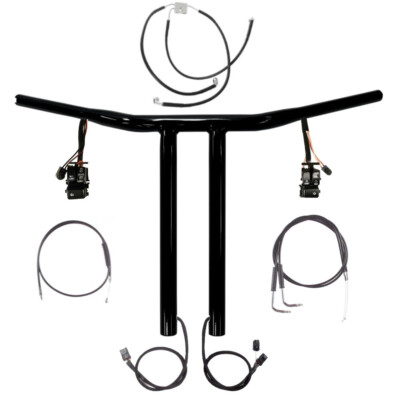1 1/4'' BBlack 14'' Chopper T Prewired Bar Kit 2012-2017 Harley Dyna Fat Bob w/ABS