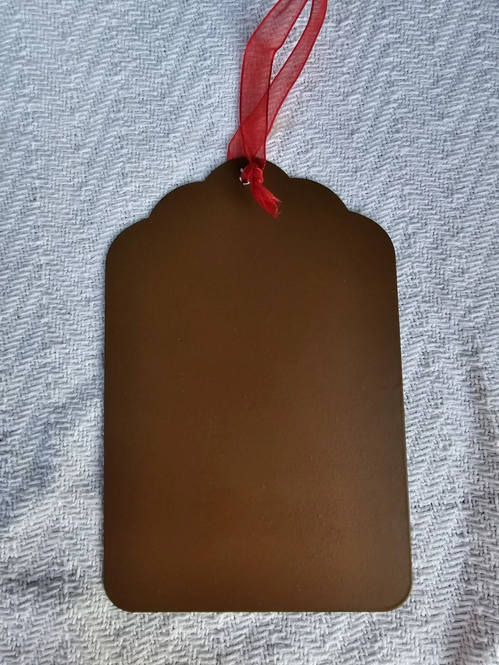 Vtg Style Retro Reindeer Gift Christmas Tree Tin Ornament - Image 2 of 2