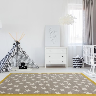grey and yellow childrens bedroom