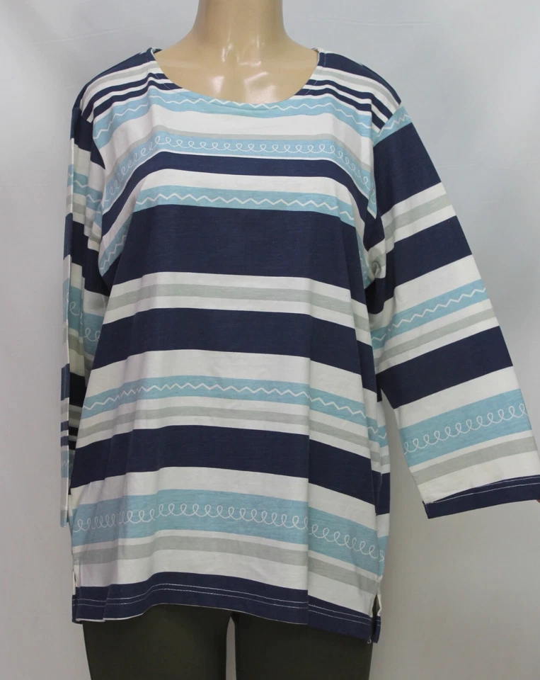 Top vintage Adrian Delafield para Haband manga 3/4 rayas multicolor talla XL Foto 2 de 4