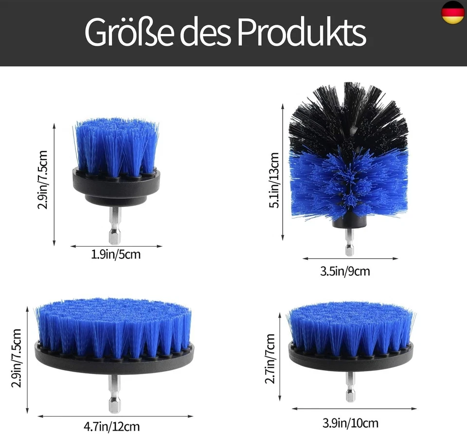 4er Set Bürstenaufsatz Reinigungsbürste Auto Polster Akkuschrauber Bohrmaschine - Bild 2 von 4