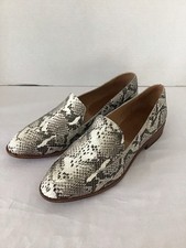 MADEWELL FRANCES LOAFER SNAKESKIN 8.5 SNAKE BLACK WHITE LEATHER MULE SKIMMER